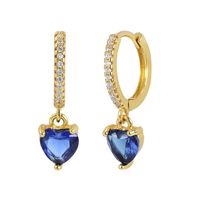 1 Pair Retro Devil's Eye Heart Shape Copper Inlaid Zircon Earrings sku image 2