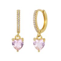 1 Pair Retro Devil's Eye Heart Shape Copper Inlaid Zircon Earrings sku image 1