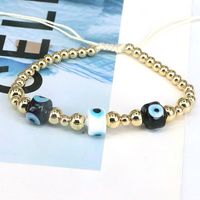 Fashion Devil's Eye Agate Copper Beaded Gold Plated Bracelets 1 Piece sku image 4