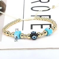 Fashion Devil's Eye Agate Copper Beaded Gold Plated Bracelets 1 Piece sku image 6