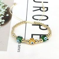 Fashion Devil's Eye Agate Copper Beaded Gold Plated Bracelets 1 Piece sku image 8