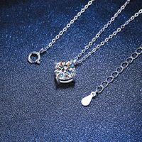 Shiny Round Sterling Silver Plating Moissanite Pendant Necklace main image 4