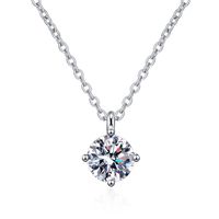 Shiny Round Sterling Silver Plating Moissanite Pendant Necklace main image 5
