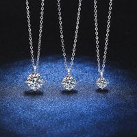 Shiny Round Sterling Silver Plating Moissanite Pendant Necklace main image 3