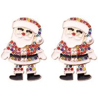 1 Pair Cute Santa Claus Enamel Inlay Metal Rhinestones Pearl Ear Studs main image 5