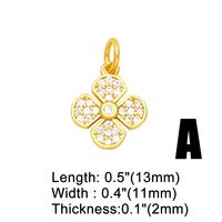 Korean Style Leaves Flower Copper Plating Inlay Zircon 18k Gold Plated Pendants Jewelry Accessories main image 7