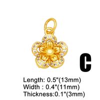 Korean Style Leaves Flower Copper Plating Inlay Zircon 18k Gold Plated Pendants Jewelry Accessories main image 5