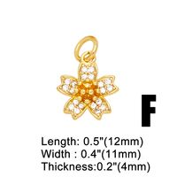 Korean Style Leaves Flower Copper Plating Inlay Zircon 18k Gold Plated Pendants Jewelry Accessories main image 2