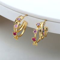 1 Pair Simple Style C Shape Gold Plated Copper Zircon Gold Plated Ear Studs main image 9