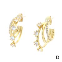 1 Pair Simple Style C Shape Gold Plated Copper Zircon Gold Plated Ear Studs main image 3