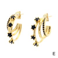 1 Pair Simple Style C Shape Gold Plated Copper Zircon Gold Plated Ear Studs main image 2