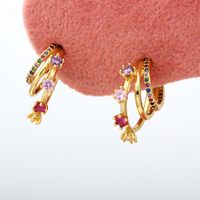 1 Pair Simple Style C Shape Gold Plated Copper Zircon Gold Plated Ear Studs main image 8