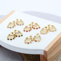 1 Pair Simple Style C Shape Gold Plated Copper Zircon Gold Plated Ear Studs main image 1