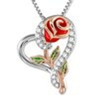 Fashion Heart Shape Rose Metal Plating Flowers Artificial Gemstones Valentine's Day Mother's Day Women's Necklace sku image 2
