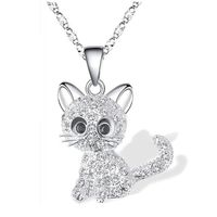 Cartoon Style Cat Alloy Plating Inlay Artificial Gemstones Women's Necklace main image 5