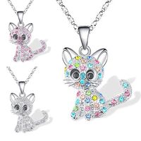 Cartoon Style Cat Alloy Plating Inlay Artificial Gemstones Women's Necklace main image 1