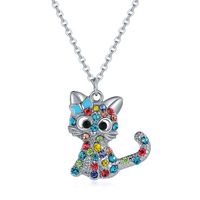 Cartoon Style Cat Alloy Plating Inlay Artificial Gemstones Women's Necklace main image 3