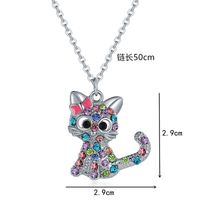 Cartoon Style Cat Alloy Plating Inlay Artificial Gemstones Women's Necklace main image 2