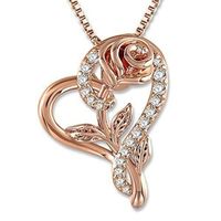 Mode Herzform Rose Metall Überzug Blumen Künstliche Edelsteine Valentinstag Muttertag Frau Halskette sku image 1