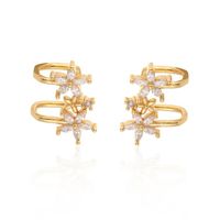 Fashion Flower Copper Gold Plated Inlay Zircon Ear Clips 1 Pair main image 6