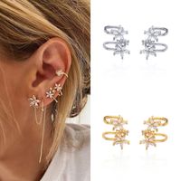 Fashion Flower Copper Gold Plated Inlay Zircon Ear Clips 1 Pair main image 1