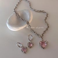 Fashion Sweet Geometric Heart Shape Alloy Diamond Artificial Gemstones Women's Necklace main image 1