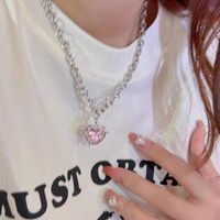 Fashion Sweet Geometric Heart Shape Alloy Diamond Artificial Gemstones Women's Necklace main image 3
