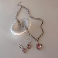 Fashion Sweet Geometric Heart Shape Alloy Diamond Artificial Gemstones Women's Necklace main image 4