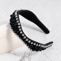 Classic Style Irregular Cloth Inlay Artificial Pearls Rhinestones Hair Band 1 Piece main image 3