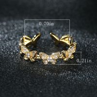 Fashion Butterfly Copper Inlay Zircon Open Ring 1 Piece main image 6