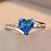 Fashion Heart Shape Copper Plating Zircon Rings 1 Piece main image 2