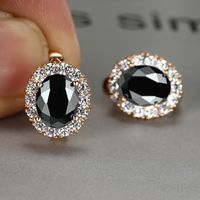 Retro Geometric Copper Inlay Zircon Ear Studs 1 Pair sku image 6