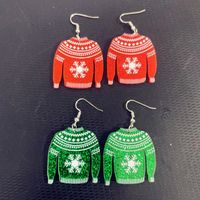 1 Pair Fashion Snowflake Printing Arylic Drop Earrings main image 3