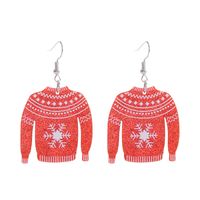 1 Pair Fashion Snowflake Printing Arylic Drop Earrings sku image 1