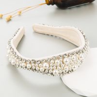 Classic Style Irregular Cloth Inlay Artificial Pearls Rhinestones Hair Band 1 Piece sku image 1