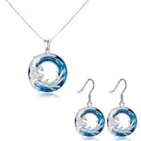 Fashion Phoenix Circle Alloy Plating Hollow Out Inlay Artificial Crystal Women's Earrings Necklace 1 Piece main image 3
