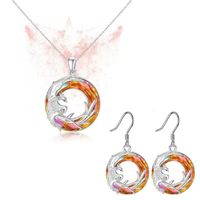 Fashion Phoenix Circle Alloy Plating Hollow Out Inlay Artificial Crystal Women's Earrings Necklace 1 Piece main image 5