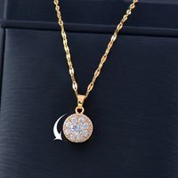 Simple Style Four Leaf Clover Round Flower Alloy Plating Hollow Out Inlay Rhinestones Women's Pendant Necklace 1 Piece sku image 6