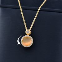 Simple Style Four Leaf Clover Round Flower Alloy Plating Hollow Out Inlay Rhinestones Women's Pendant Necklace 1 Piece main image 5