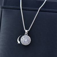 Simple Style Four Leaf Clover Round Flower Alloy Plating Hollow Out Inlay Rhinestones Women's Pendant Necklace 1 Piece sku image 4