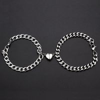 Hip-hop Sun Moon Heart Shape Metal Plating Couple Bracelets 1 Pair sku image 1