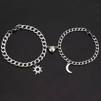 Hip-hop Sun Moon Heart Shape Metal Plating Couple Bracelets 1 Pair main image 2