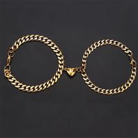 Hip-hop Sun Moon Heart Shape Metal Plating Couple Bracelets 1 Pair sku image 2
