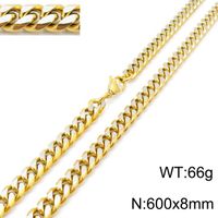 Mode Einfarbig Titan Stahl Überzug Unisex Armbänder Halskette 1 Stück sku image 5
