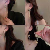 Fashion Square Tassel Butterfly Metal Rhinestone Artificial Gemstones Women's Earrings 1 Pair main image 4