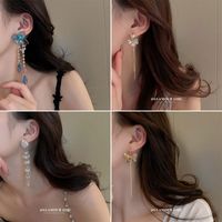 Fashion Square Tassel Butterfly Metal Rhinestone Artificial Gemstones Women's Earrings 1 Pair main image 3