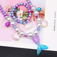 Fashion Fish Tail Resin Beaded Girl's Pendant Necklace 1 Set sku image 2