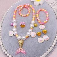 Fashion Fish Tail Resin Beaded Girl's Pendant Necklace 1 Set sku image 7