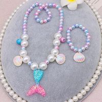 Fashion Fish Tail Resin Beaded Girl's Pendant Necklace 1 Set sku image 4
