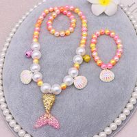 Fashion Fish Tail Resin Beaded Girl's Pendant Necklace 1 Set sku image 3